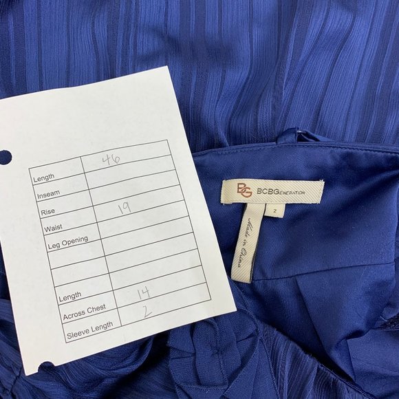 BCBGeneration Royal navy Blue Striped Size 2 Dress 46" Long - Picture 3 of 3